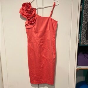 Jessica Simpson Coral One Shoulder Embellished Cocktail Dress